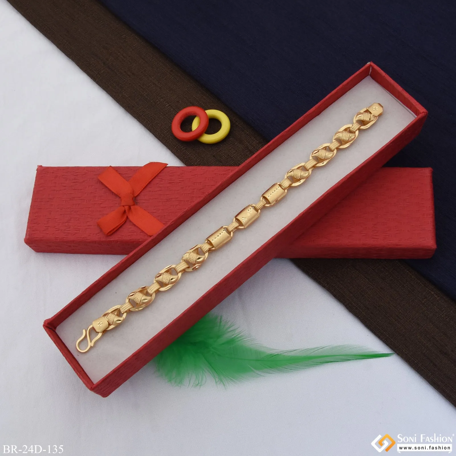 1 Gram Gold Plated 2 In 1 Kohli Best Quality Bracelet for Men - Style D135