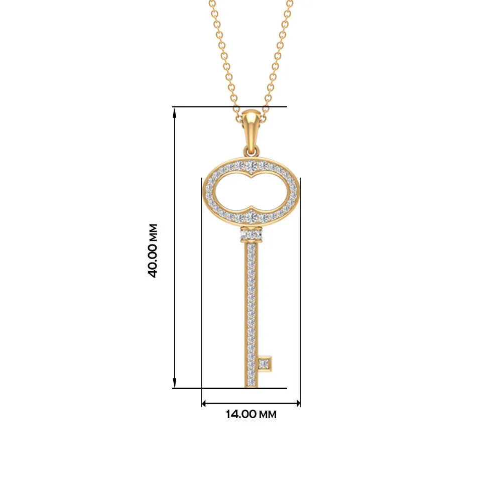 Classic Zircon Key Pendant Necklace