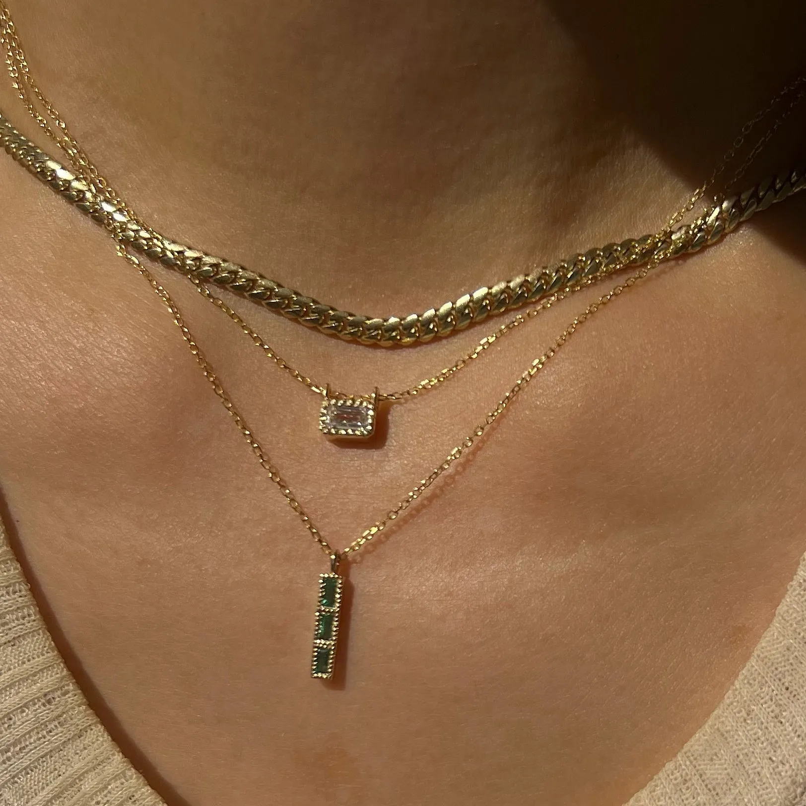Emerald Tile Necklace (ready to ship option)*