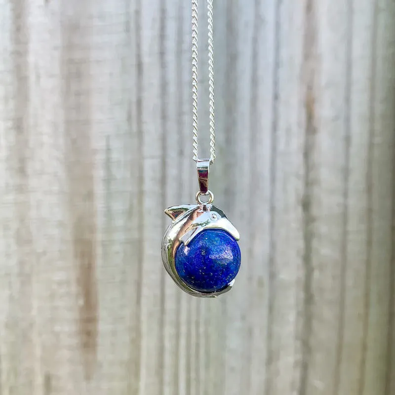 Gemstone Dolphin Pendant Necklace