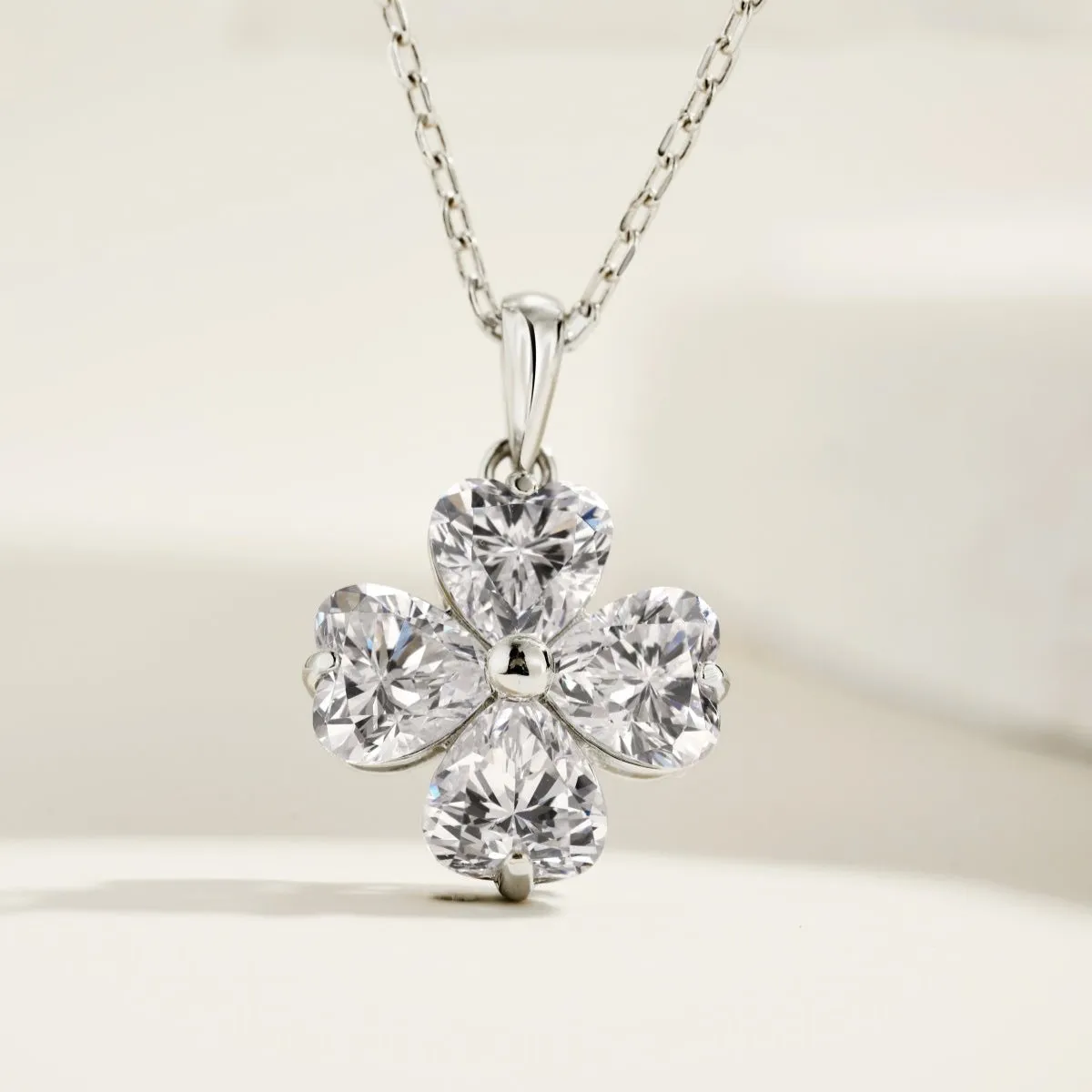Iced Flora 3 Carat Heart Clover Necklace